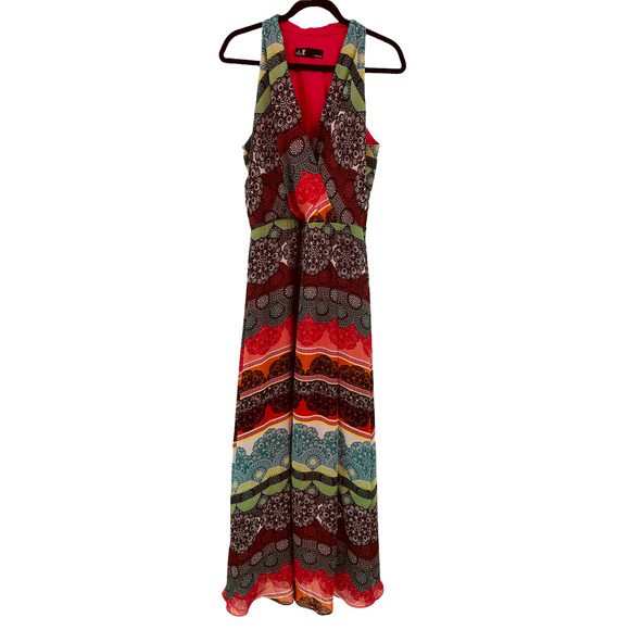 Leslie Fay Dresses & Skirts - Vintage Leslie Fay Sleeveless Mandala Print Maxi Dress Women's Size 14 Multi